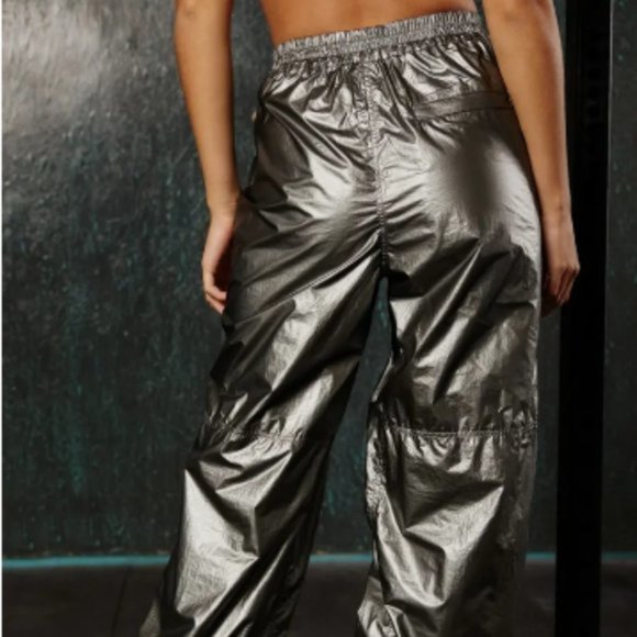 NWT Free People pewter metallic shine track pants - Picture 3 of 14